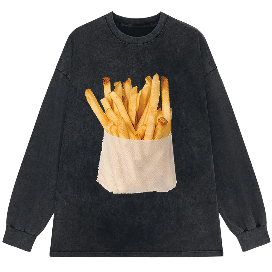 Retro Harajuku Y2K Streetwear Funny Double-Sided French Fries T-Shirt