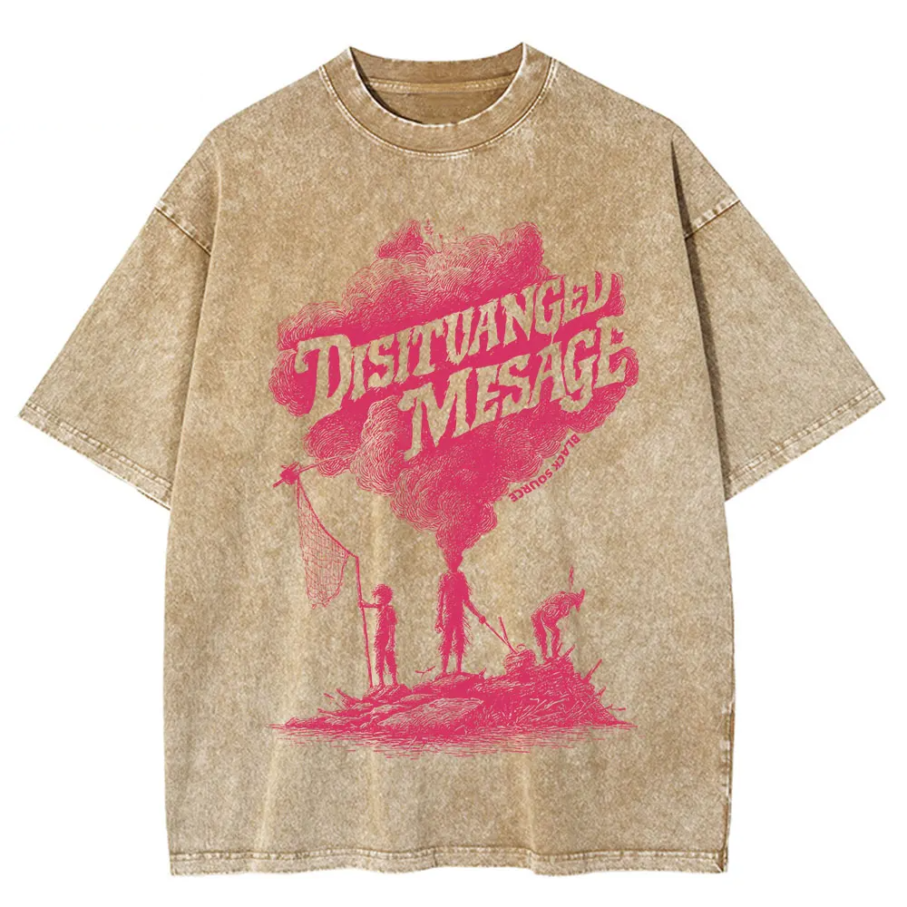 Japanese Cat Cartoon Graphic Baggy T-Shirt Men Streetwear
