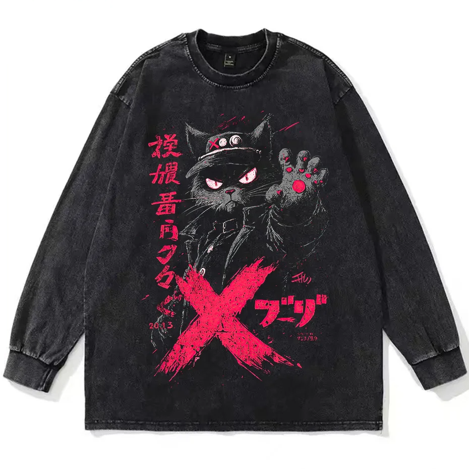 Vintage Hip Hop Anime Graphic T Shirt Men Cotton Harajuku Tee
