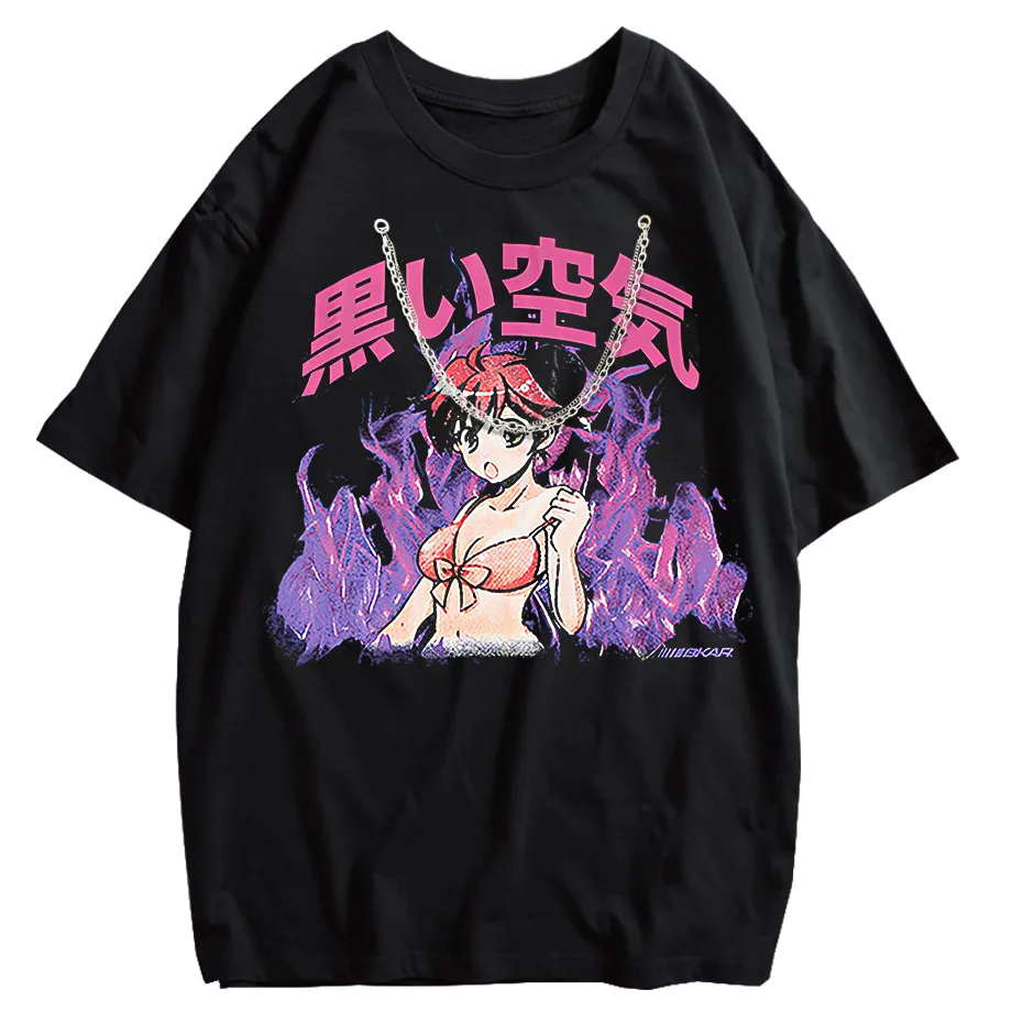 Japanese Anime Girl Oversized Streetwear T-Shirt