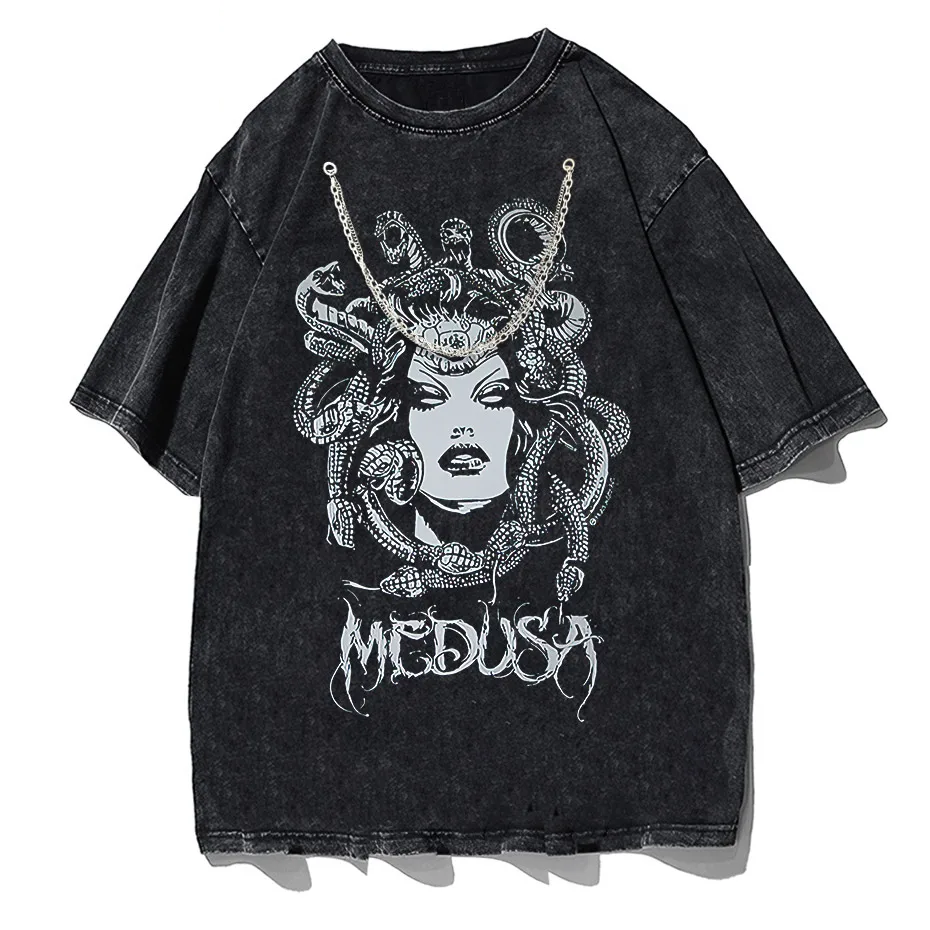 Gothic Dark Graphic T-Shirt Women Oversized Harajuku Punk Streetwear Tee