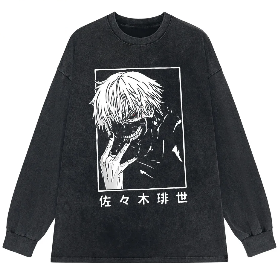Washed Japanese Anime Graphic Streetwear T-Shirt