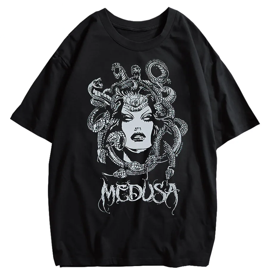 Gothic Dark Graphic T-Shirt Women Oversized Harajuku Punk Streetwear Tee
