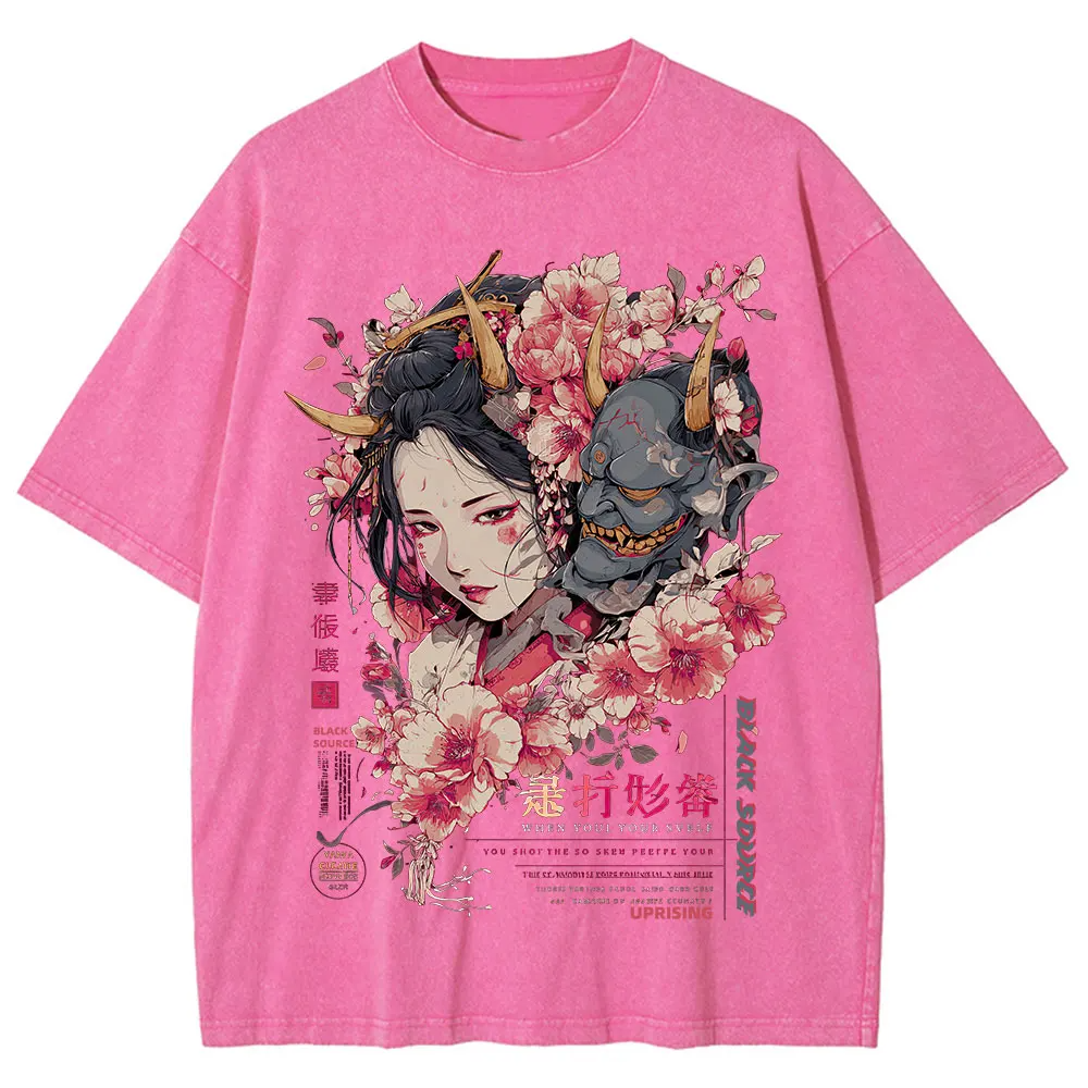 Anime Dragon Floral Graphic T Shirt Unisex Cotton Tee