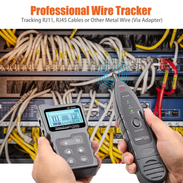 NF-8209 Cable Tracker Lan Display Measure Tester Network Tools LCD Display Measure Length Wiremap Tester with Flashlight