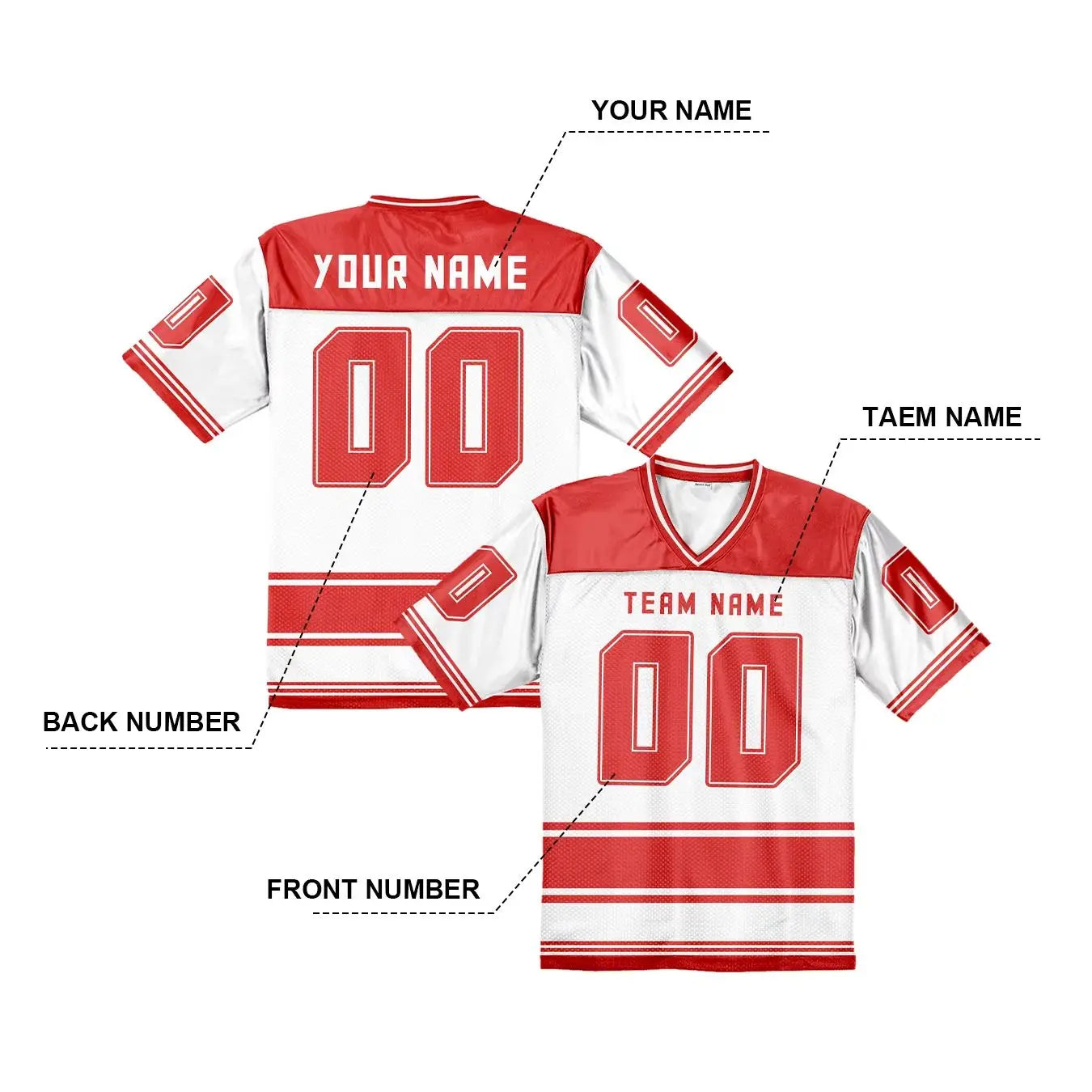 American Football Graphic Short Sleeve Sports Jersey with Number Print