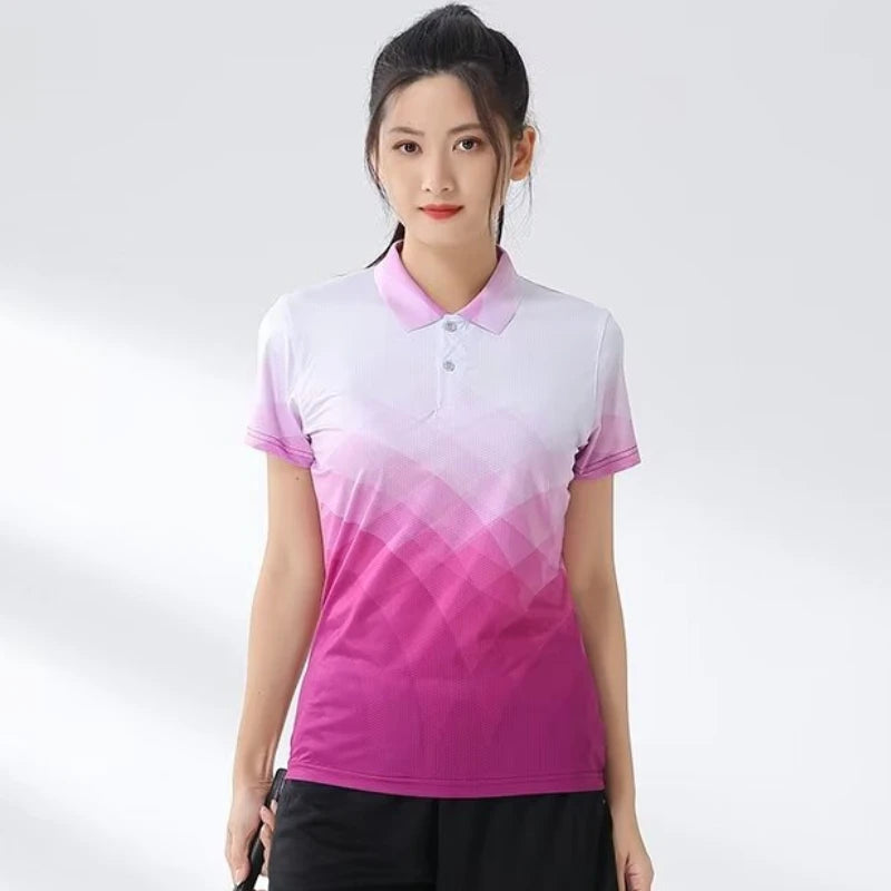 Printed Court Sports Short Sleeve Polo Shirt For Sports Outfits