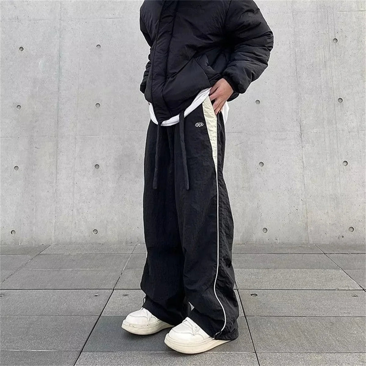 Women's Wide Leg Pants with Contrast Side Stripes and Waistband