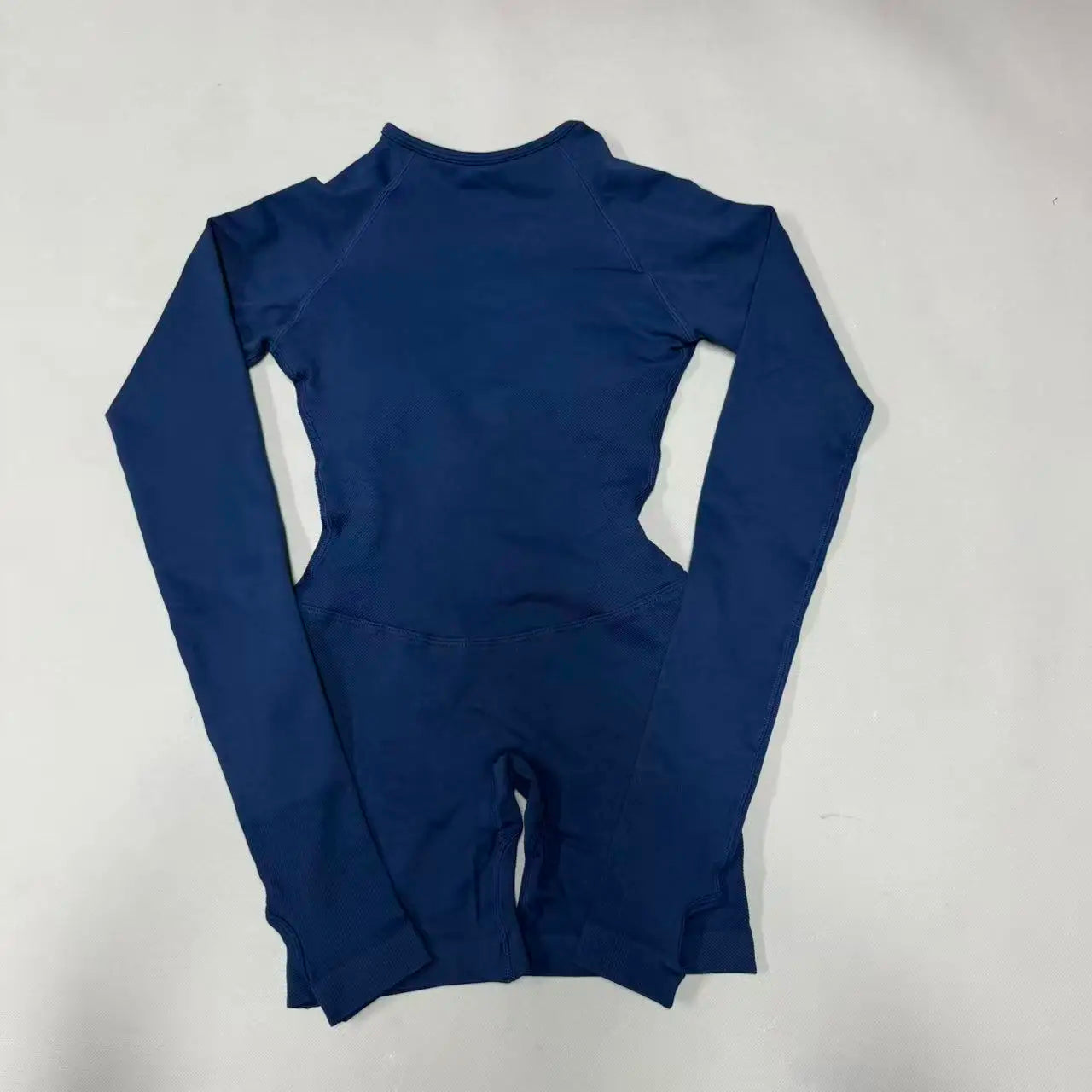 Women's Long Sleeve Nylon Blend Workout Romper with Round Neck