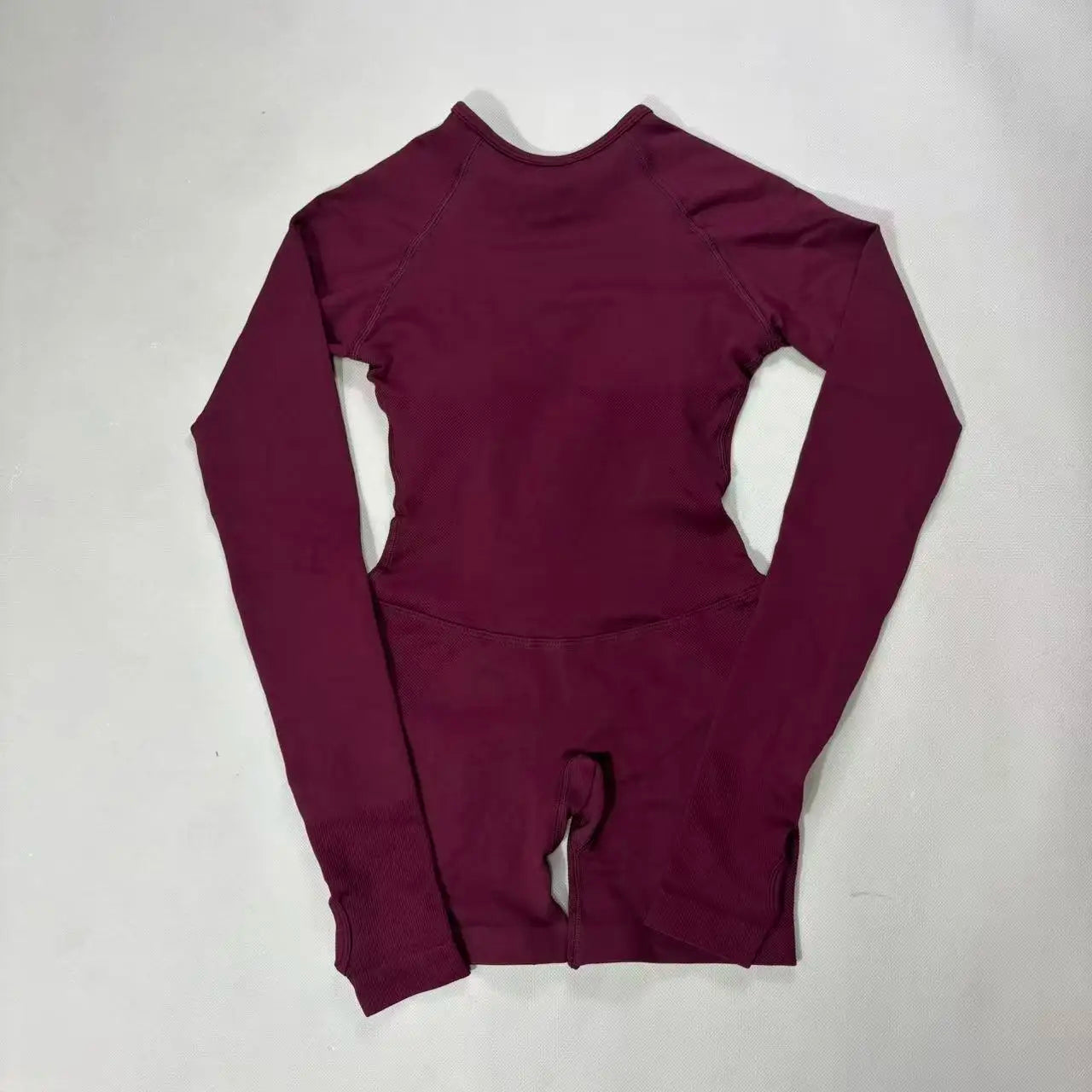 Women's Long Sleeve Nylon Blend Workout Romper with Round Neck