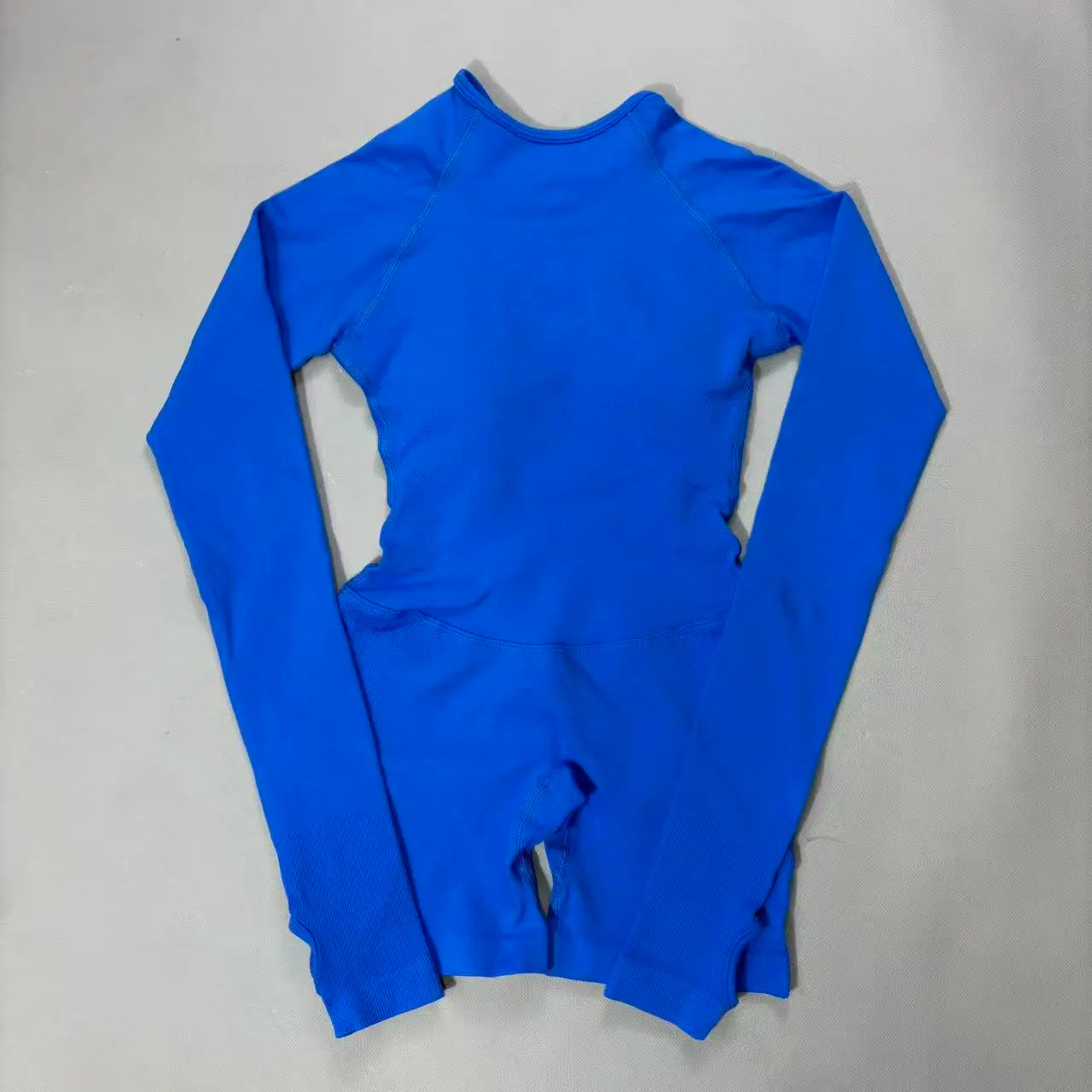 Women's Long Sleeve Nylon Blend Workout Romper with Round Neck