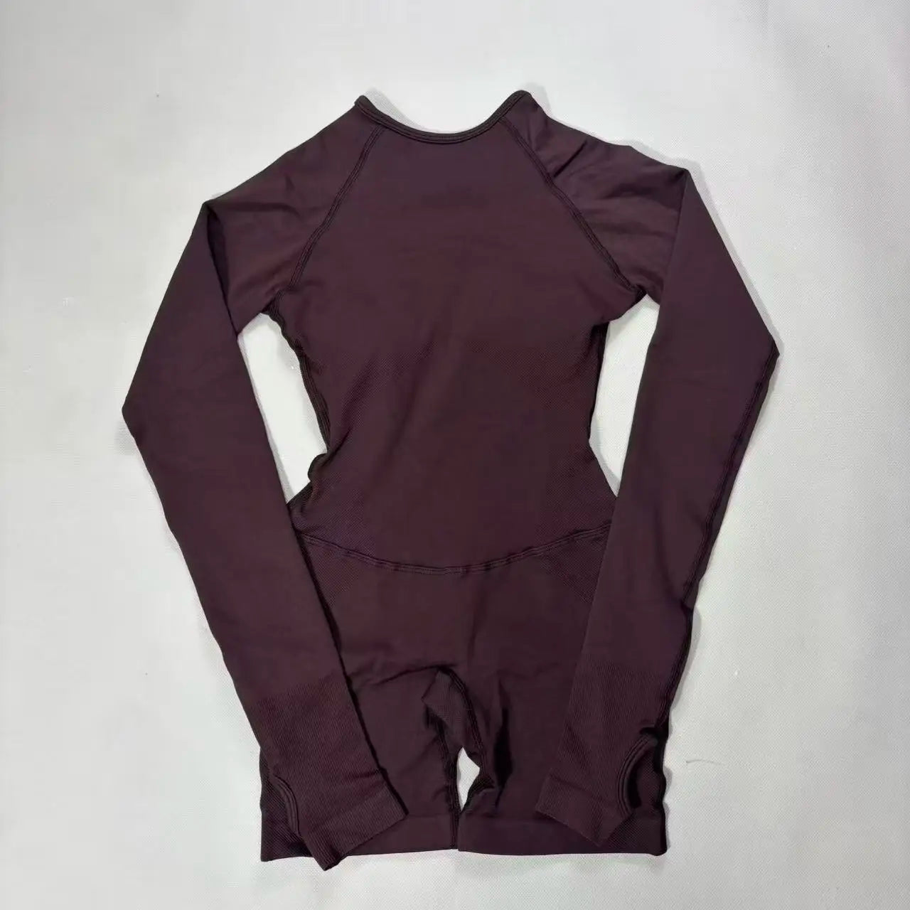 Women's Long Sleeve Nylon Blend Workout Romper with Round Neck