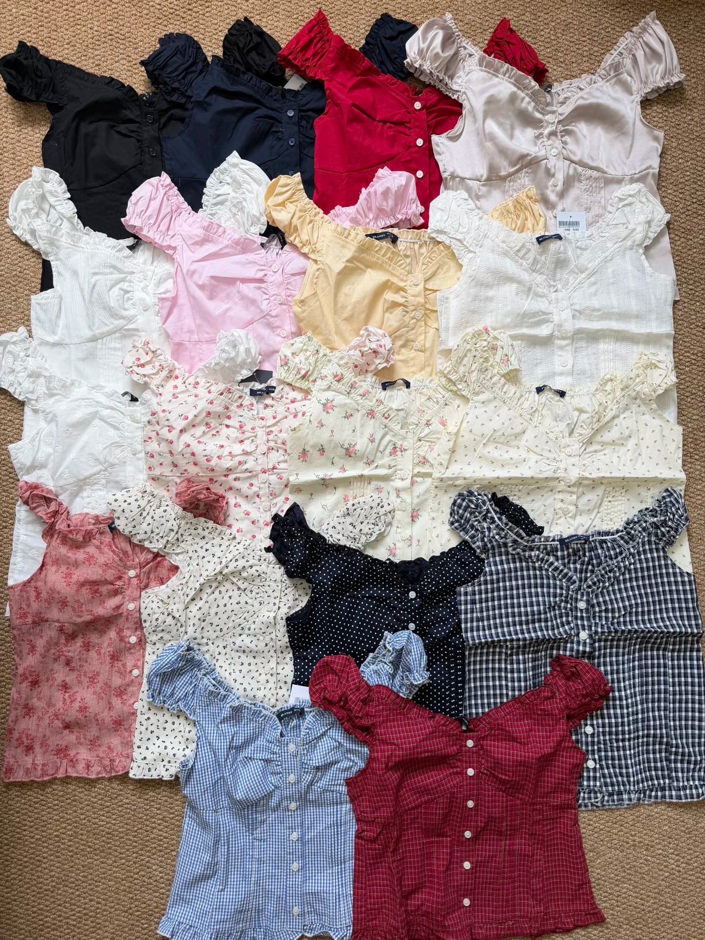 Women's Ruffled Cotton Sleeveless Blouse with Button Front and Mixed Pattern Options