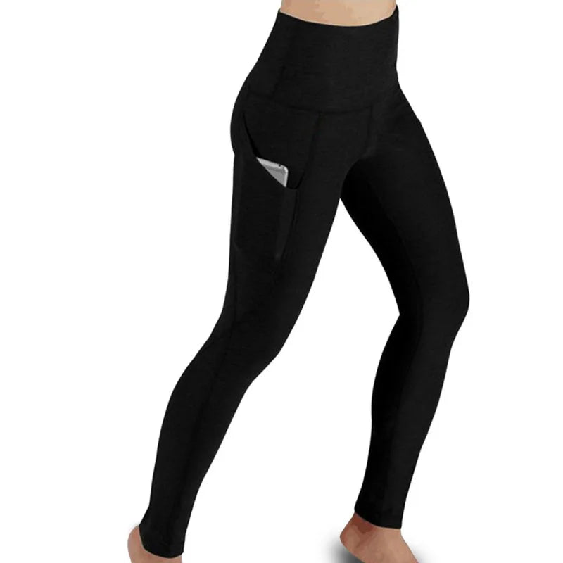 Women's High-Waist Solid Ankle-Length Leggings with Pockets