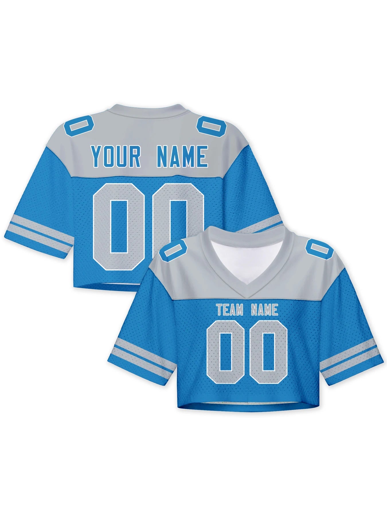 American Football Graphic Cropped Short Sleeve V Neck Sports Top