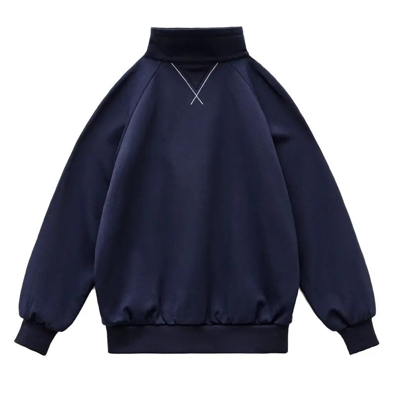 Stand Collar Half Zip Long Sleeve Casual Pullover Sweatshirt