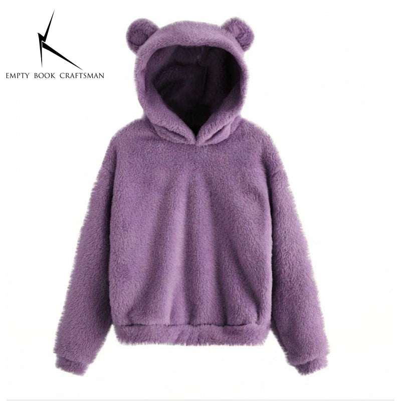 Bear Ear Long Sleeve Pullover Casual Hoodie for Layering