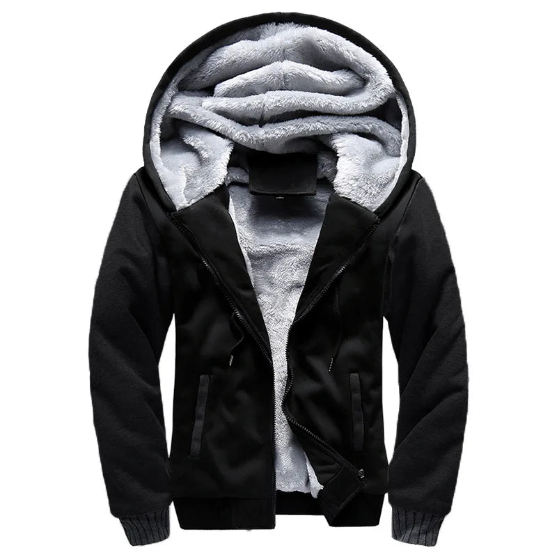 Men's Contrast Sleeve Fleece Lined Hooded Jacket