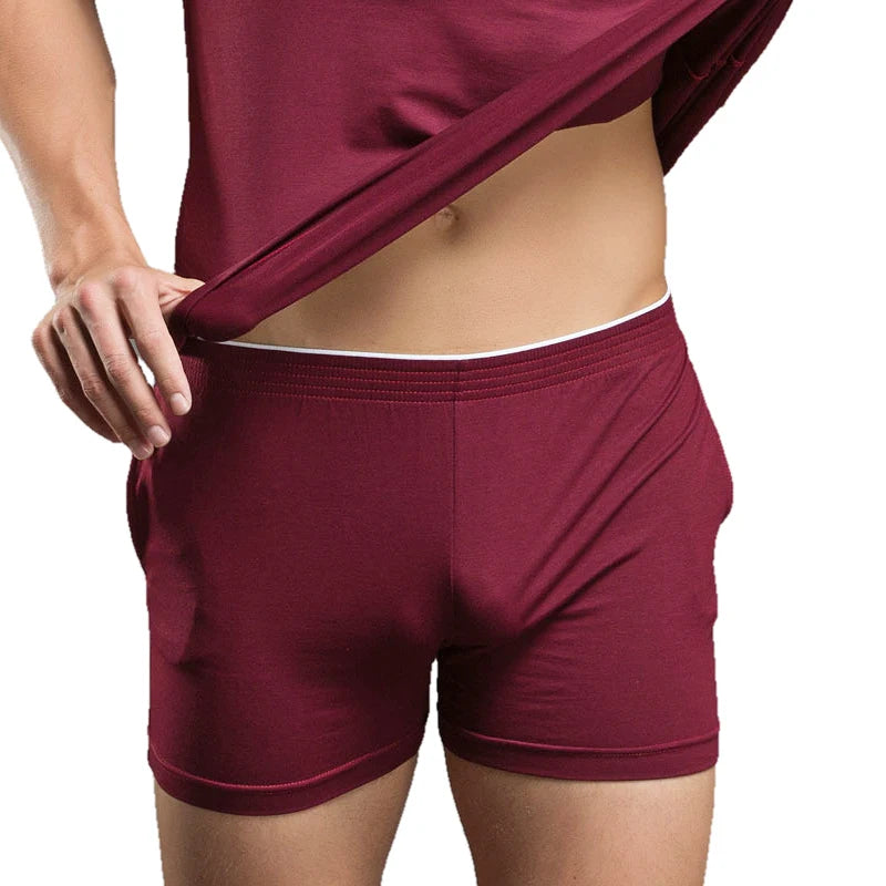 Men's Solid Fitted Boxer Style Lounge Sleep Shorts