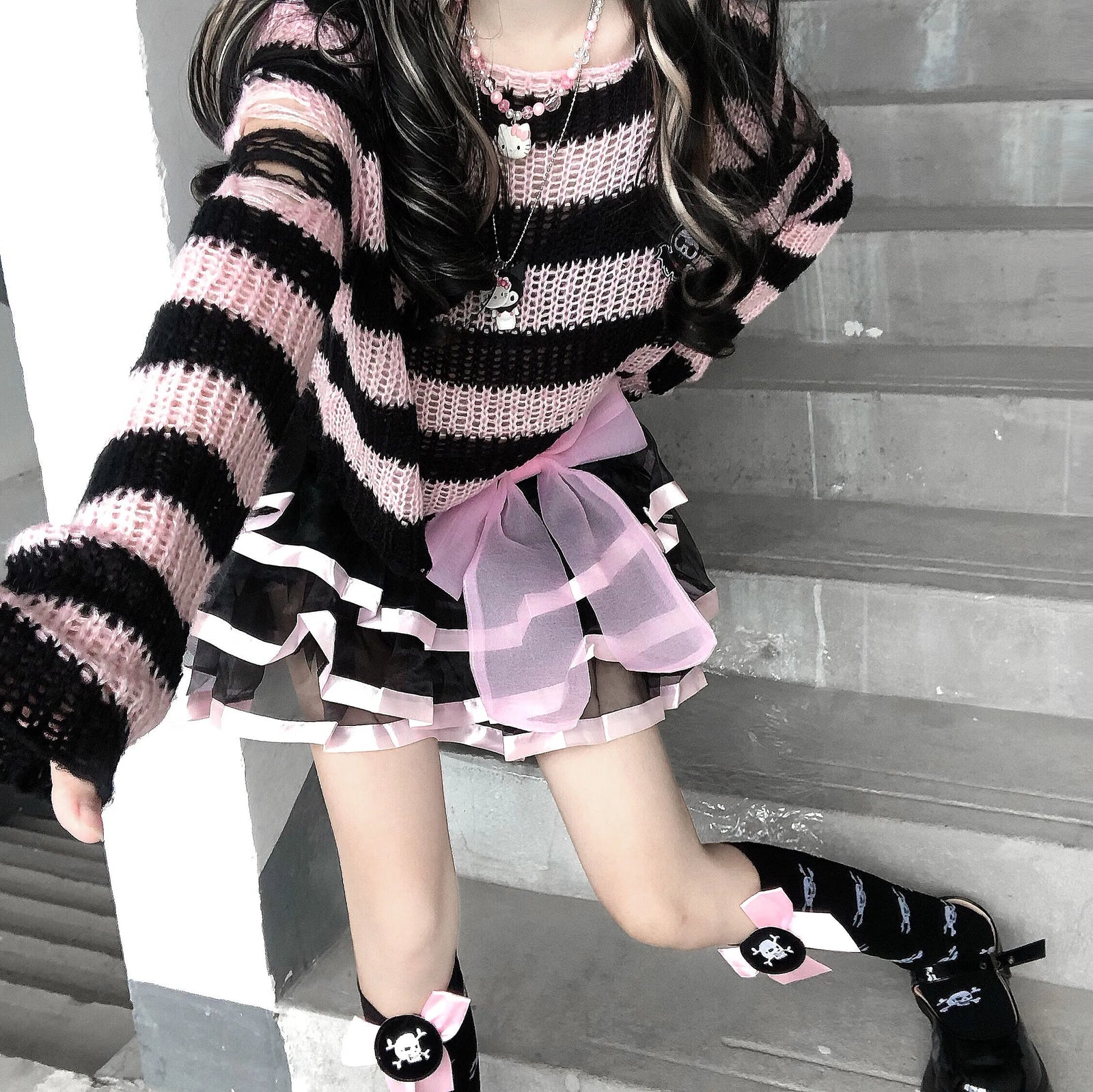 Women's Striped Long Sleeve Knit Sweater Casual Knit Layer