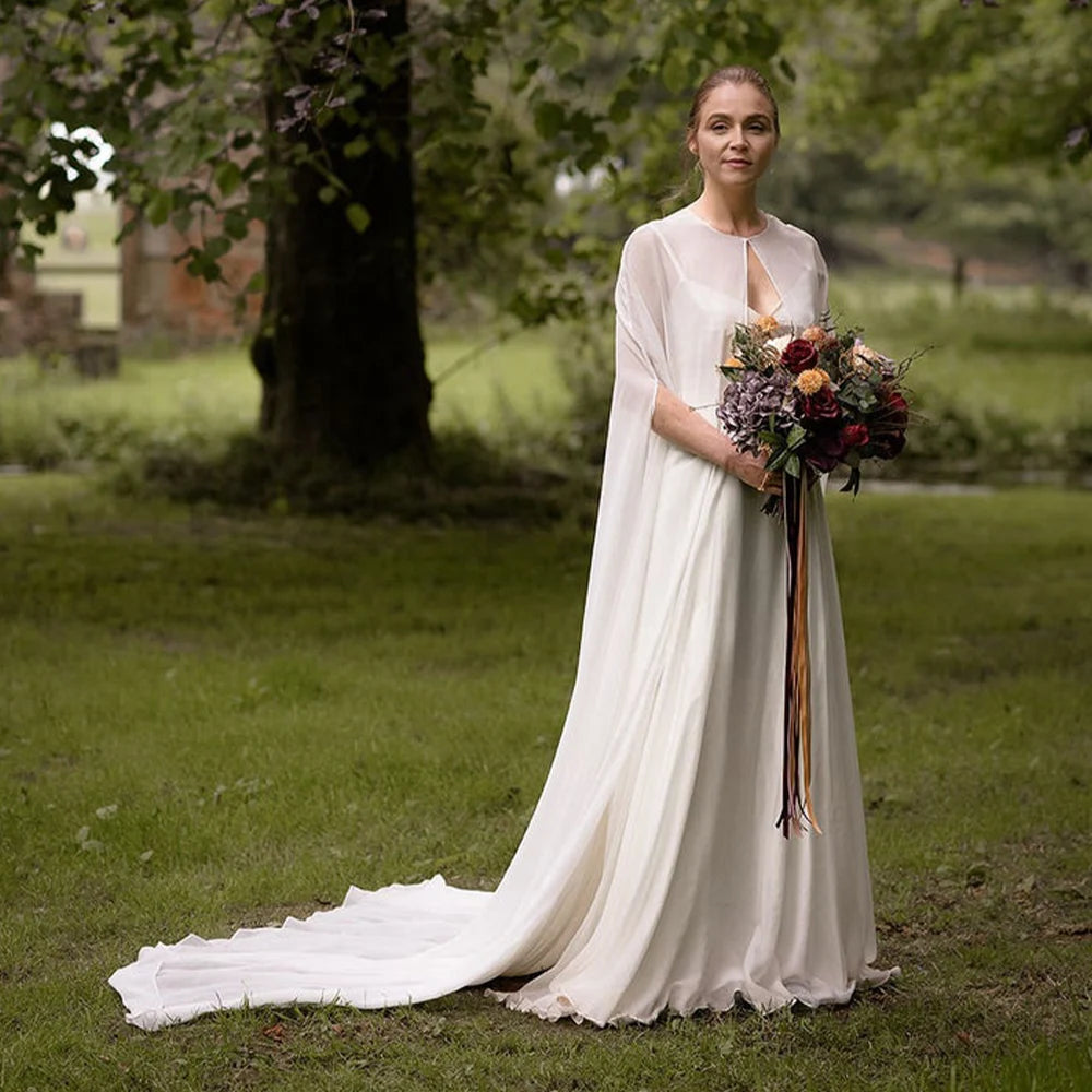 Long Sheer Bridal Cape for Layering over Outfits