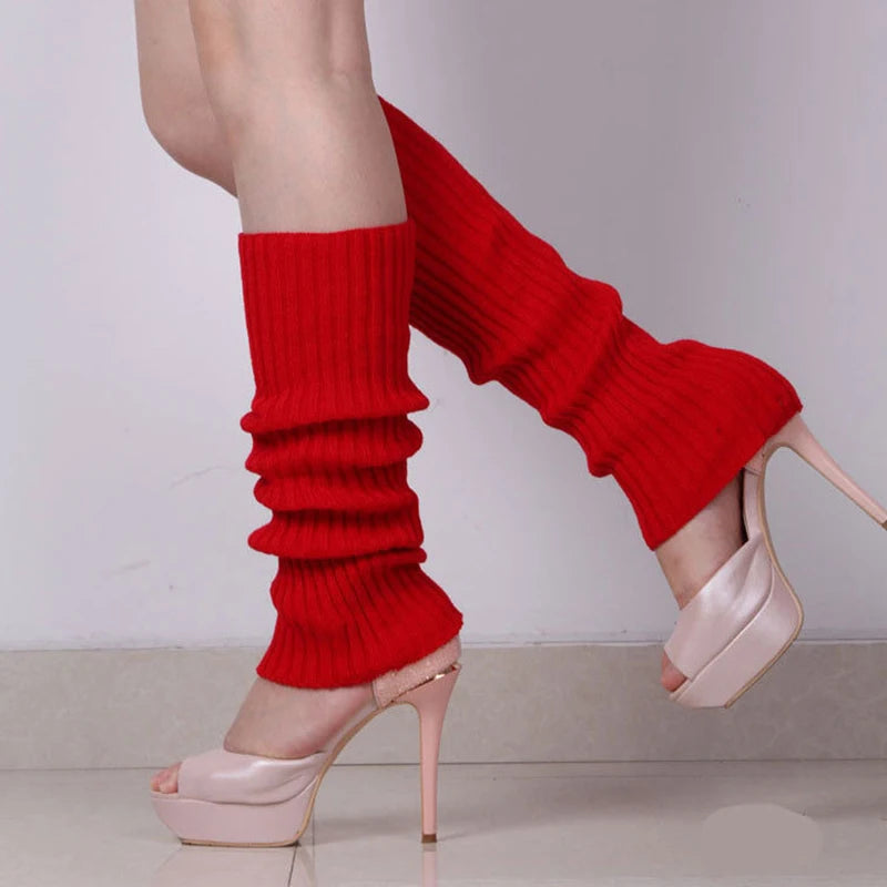 Solid Ribbed Calf Leg Warmers with Slouchy Knit Shape