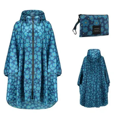 Hooded Printed Poncho for Layering over Tops and Dresses