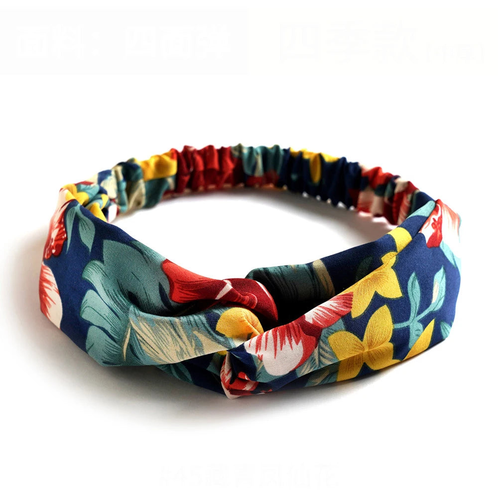Floral Print Twist Front Elastic Headband for Everyday Hair Styling