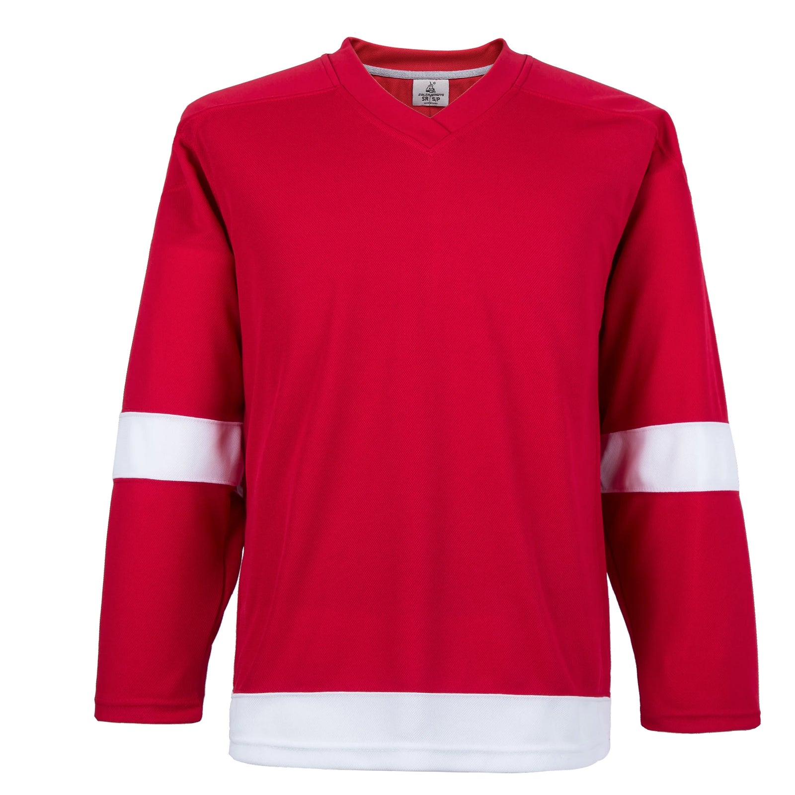 Blank Long Sleeve Ice Hockey Practice Jersey with Contrast Stripes