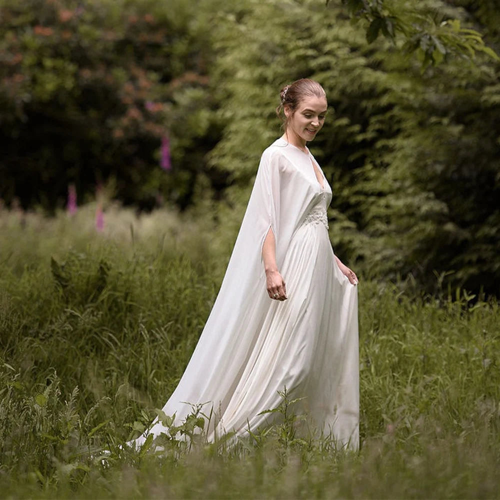 Long Sheer Bridal Cape for Layering over Outfits