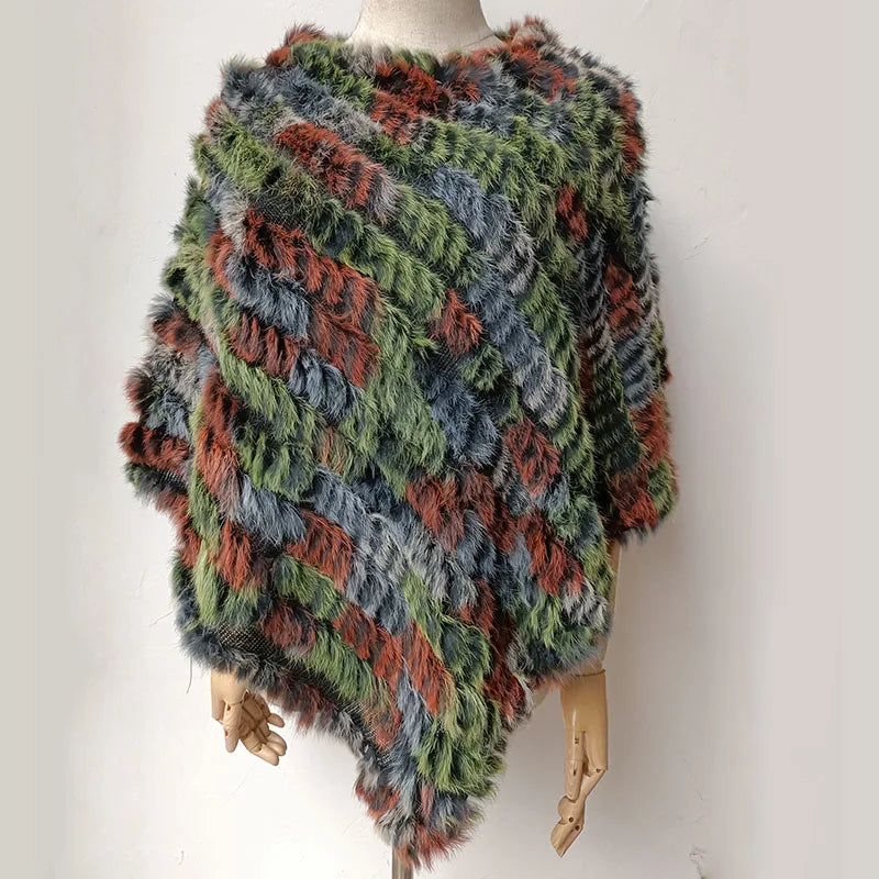 Textured Pointed Hem Poncho for Layering over Outfits