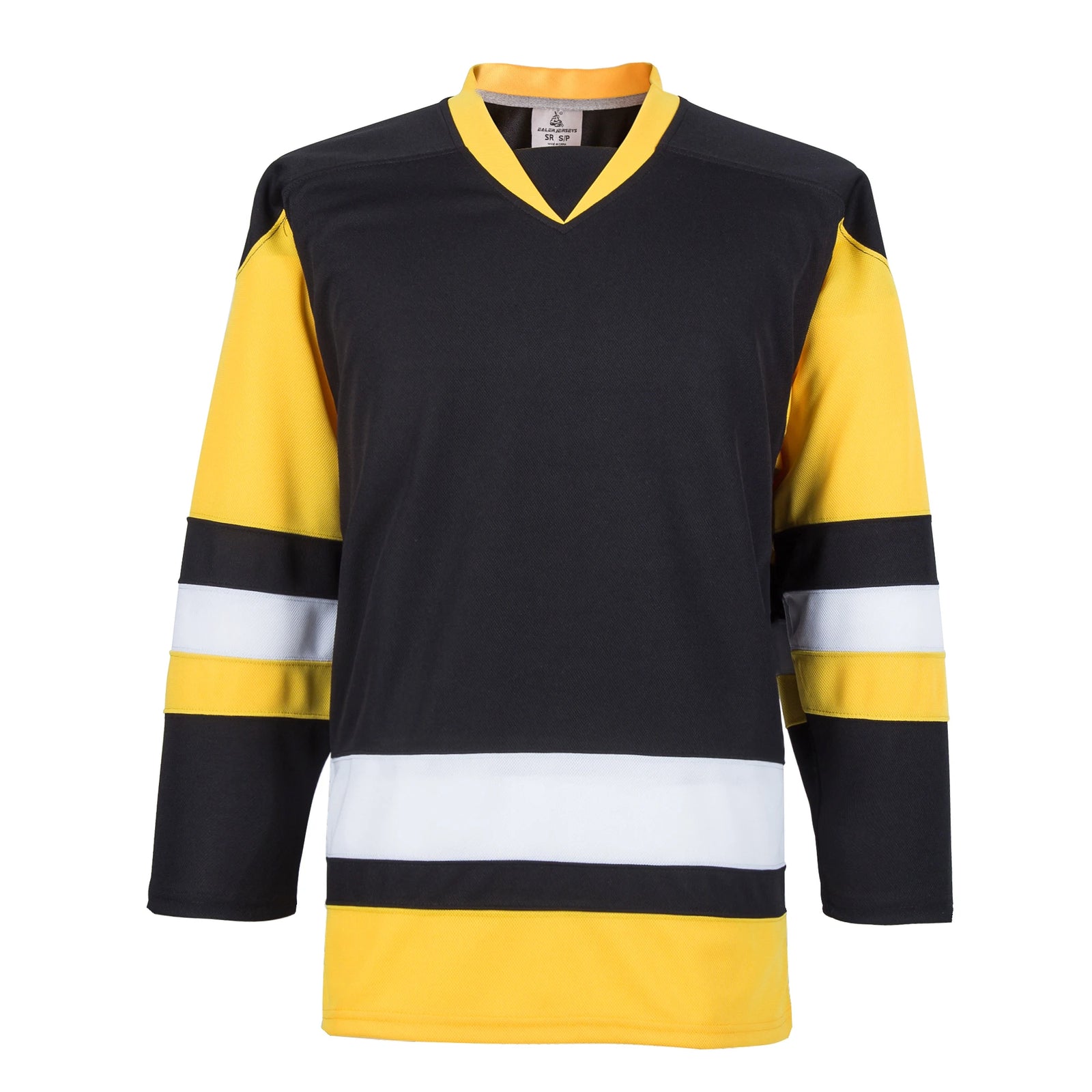 Blank Long Sleeve Ice Hockey Practice Jersey with Contrast Stripes