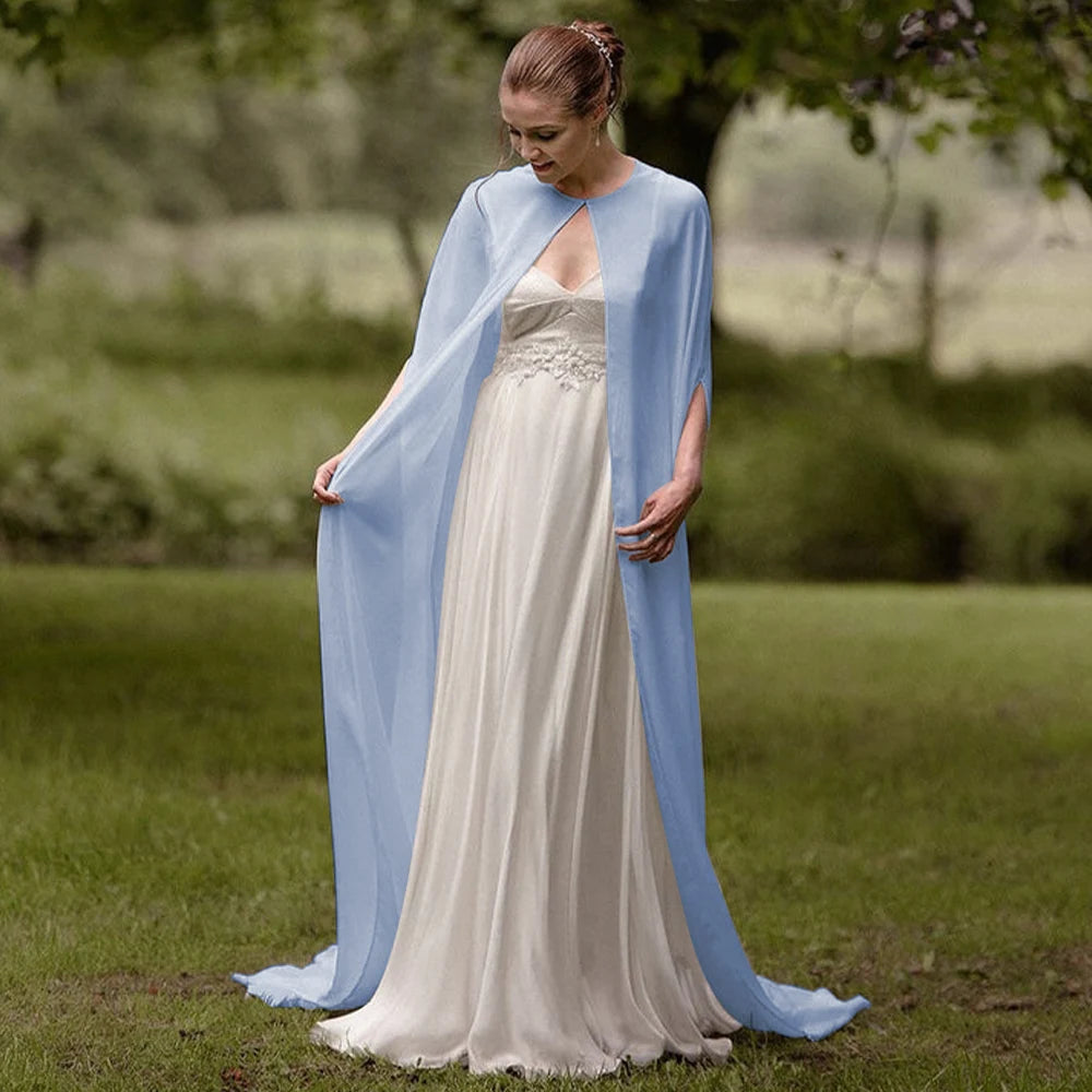 Long Sheer Bridal Cape for Layering over Outfits