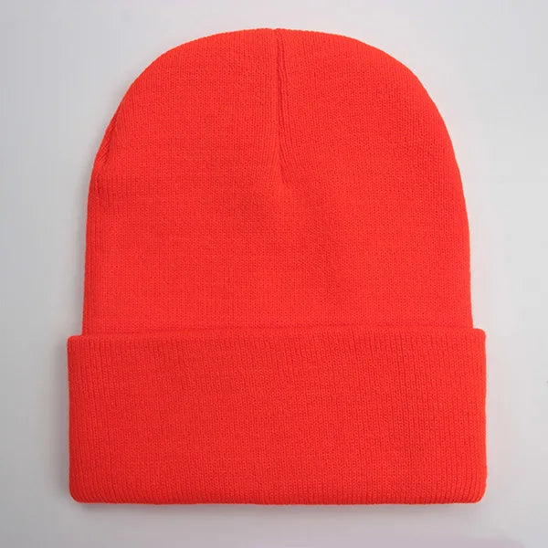 Solid Knit Beanie with Folded Cuff and Color Options