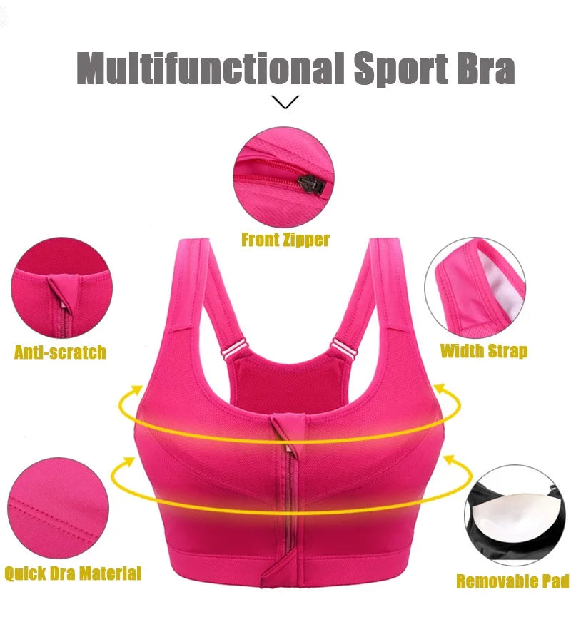 Women's Zip-Front Sports Bra