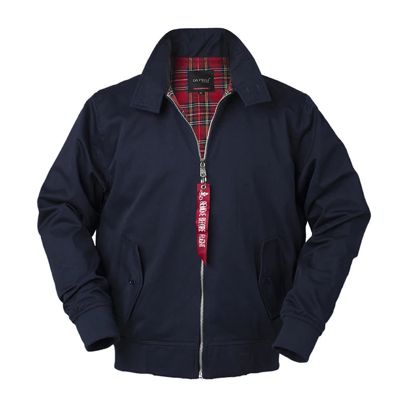 Men jacket autumn thin EU size vintage classic bomber coat inner plaid jacket