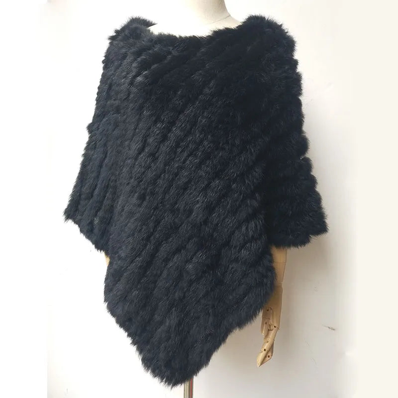 Textured Pointed Hem Poncho for Layering over Outfits