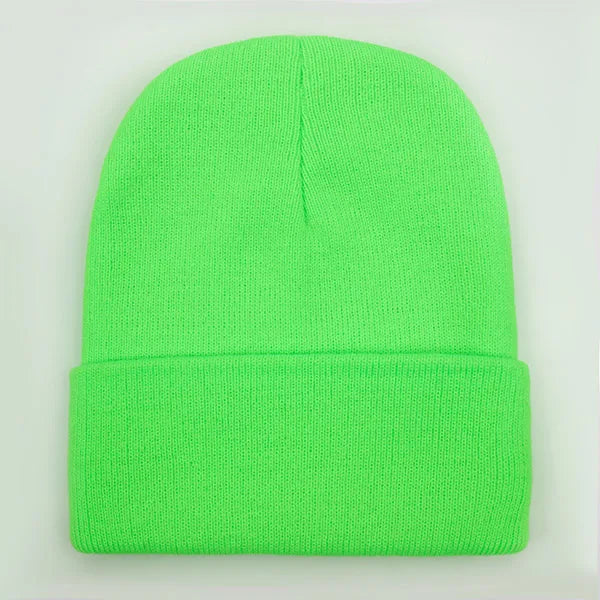 Solid Knit Beanie with Folded Cuff and Color Options