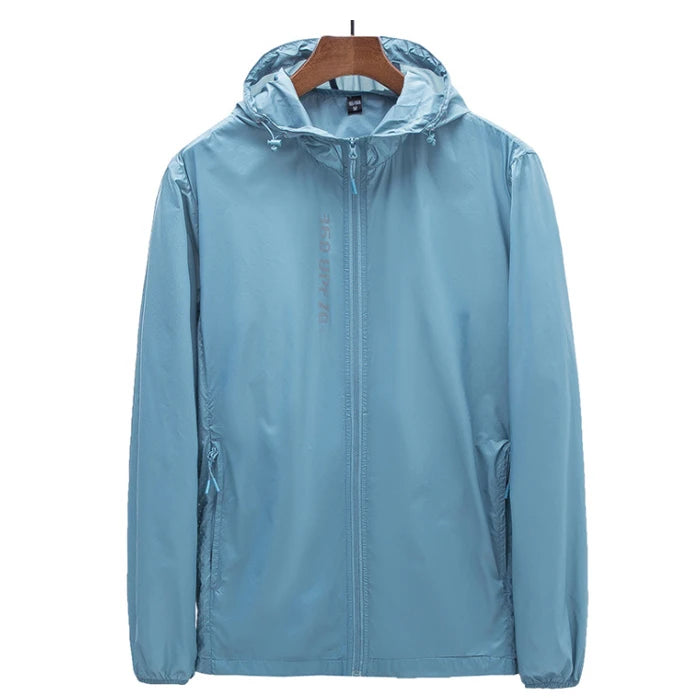 Hooded Long Sleeve Full Zip Outdoor Hiking Jacket with Pockets