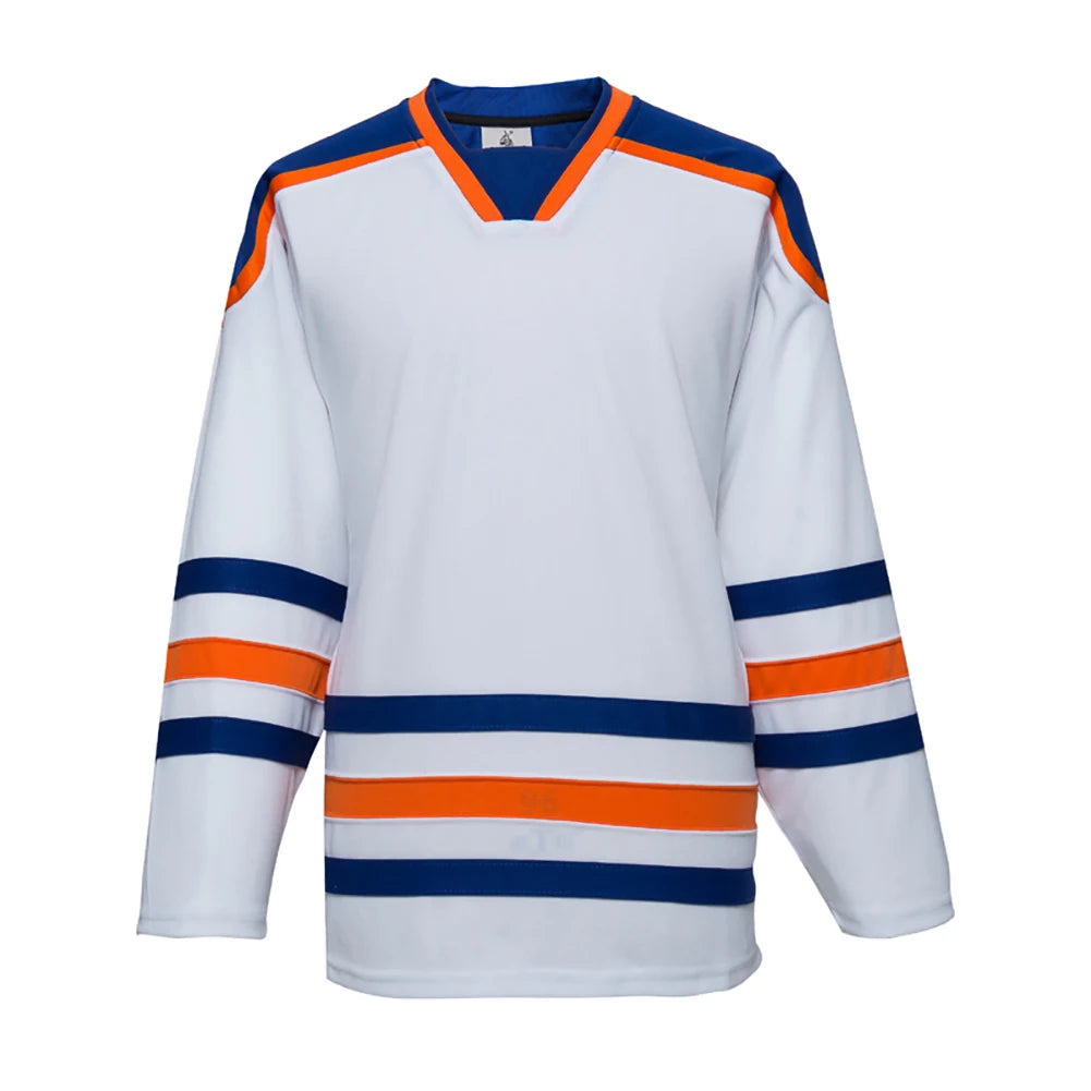 Blank Long Sleeve Ice Hockey Practice Jersey with Contrast Stripes