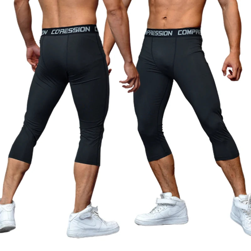 Men's Cropped Training Leggings for Gym and Running