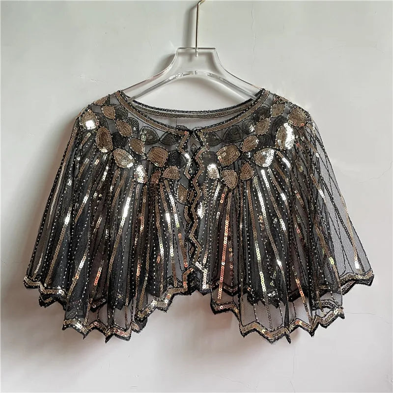 Beaded Sequin Capelet for Layering over Dresses and Tops