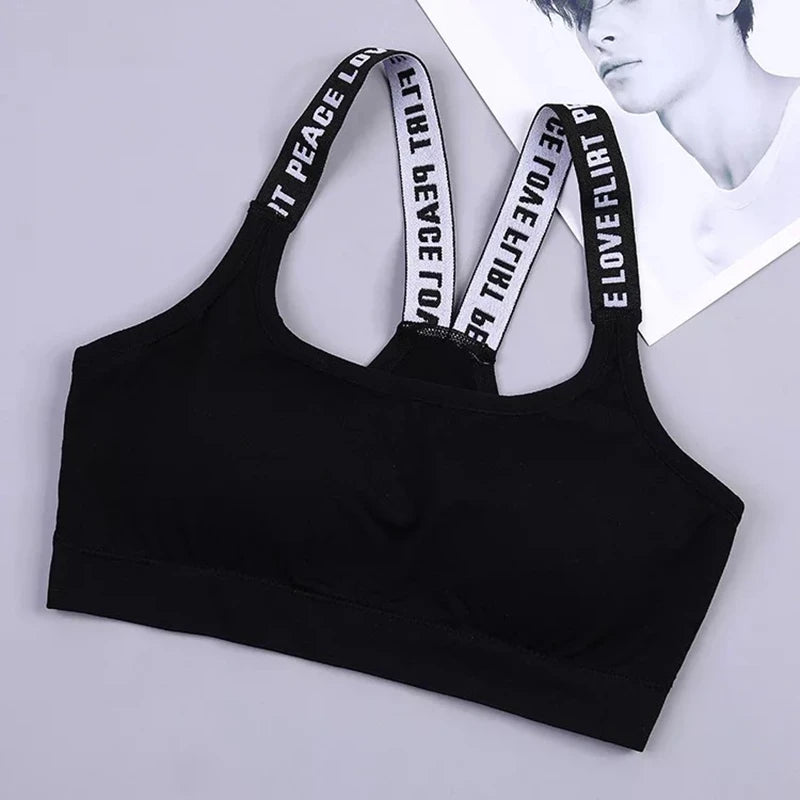 Women's Multi Strap Sports Bra with Letter Strap Options
