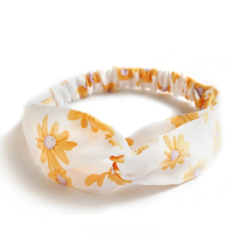 Floral Print Twist Front Elastic Headband for Everyday Hair Styling