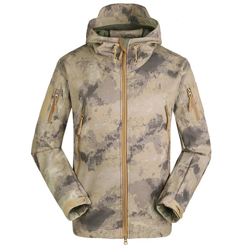 Men Military Tactical Hiking Jacket Outdoor Windproof Fleece Thermal Sport Waterproof Hunting Clothes Hooded Army Camo Outerwear