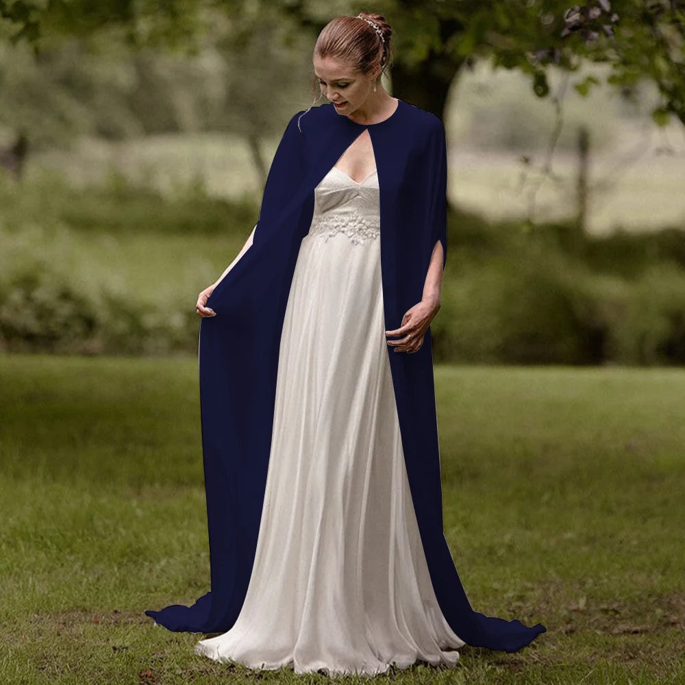Long Sheer Bridal Cape for Layering over Outfits