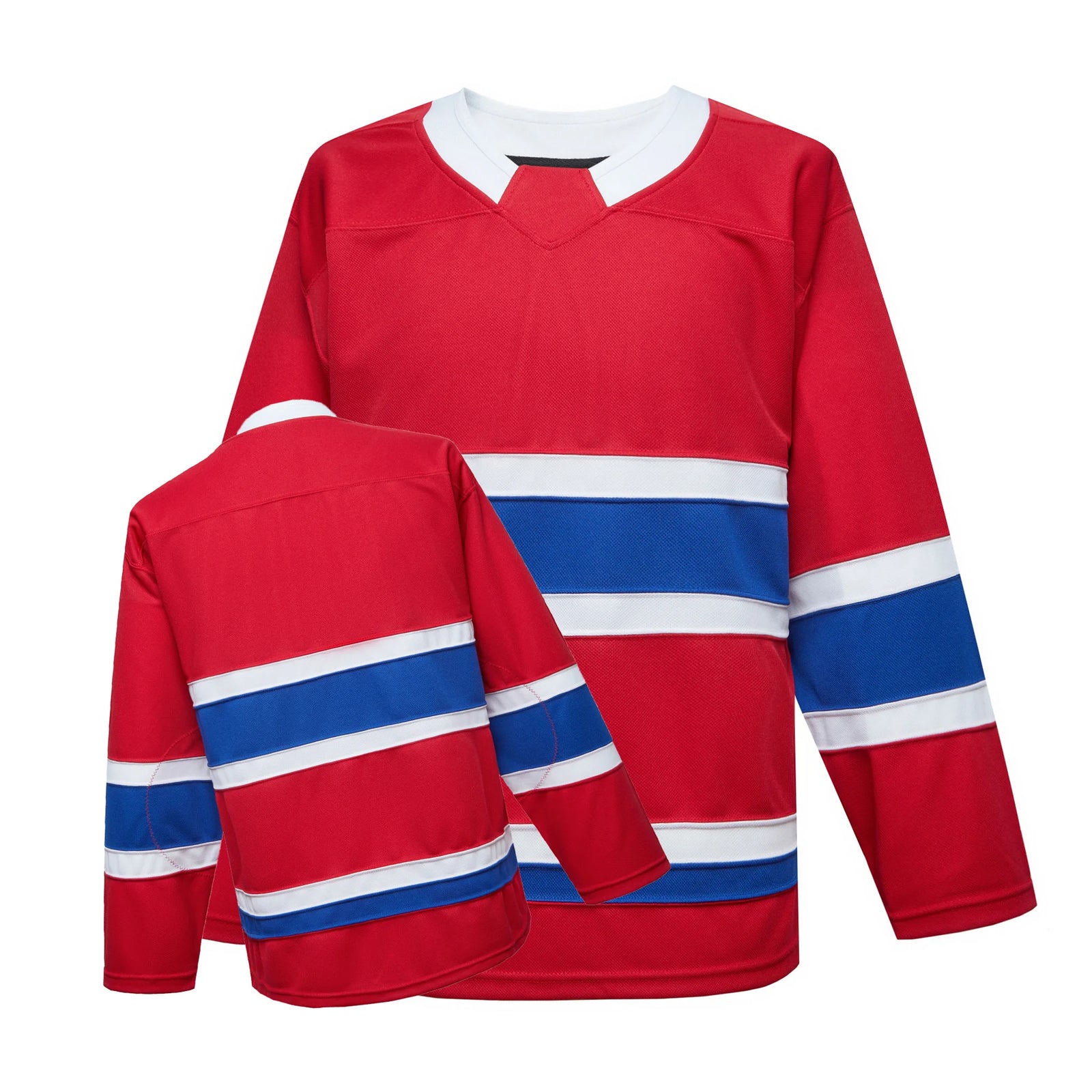 Blank Long Sleeve Ice Hockey Practice Jersey with Contrast Stripes