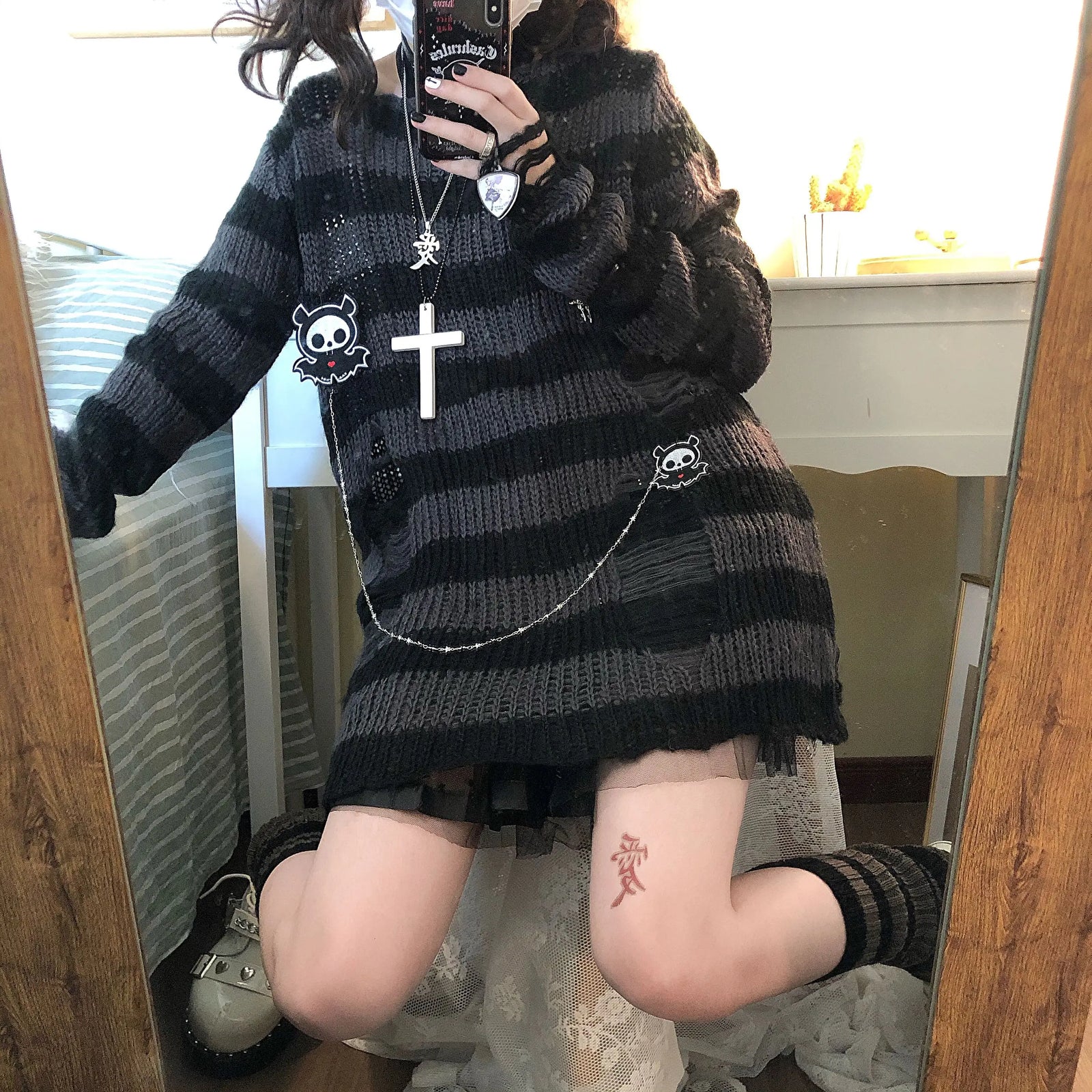 Women's Striped Long Sleeve Knit Sweater Casual Knit Layer