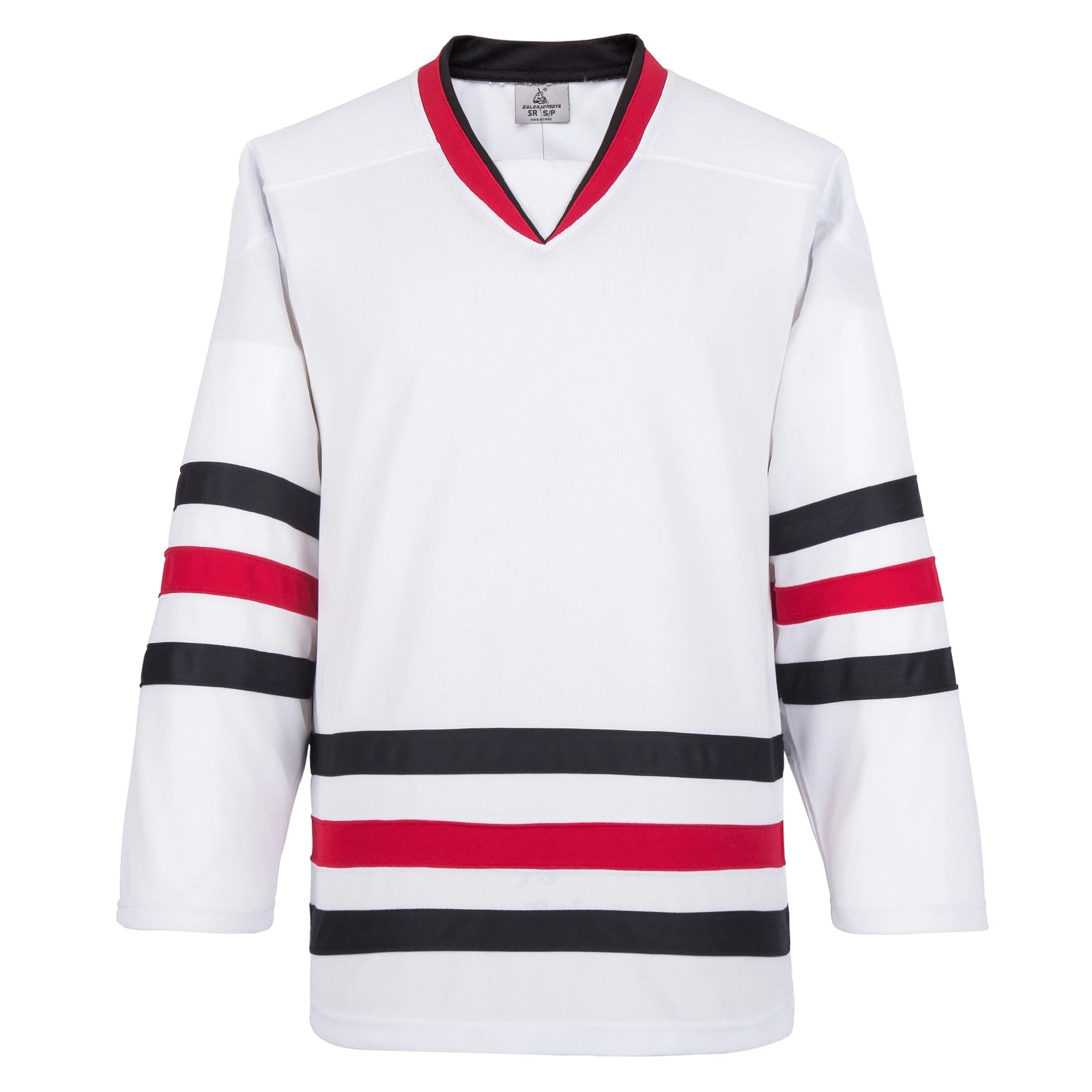 Blank Long Sleeve Ice Hockey Practice Jersey with Contrast Stripes