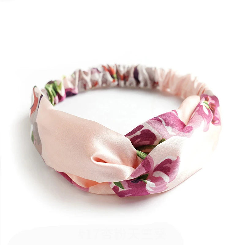Floral Print Twist Front Elastic Headband for Everyday Hair Styling